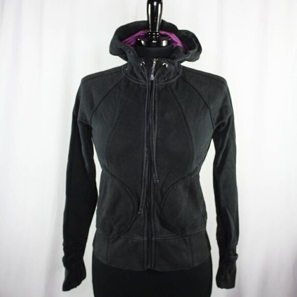 Athleta Hoodie Full Zip Black Purple - Picture 1 of 7